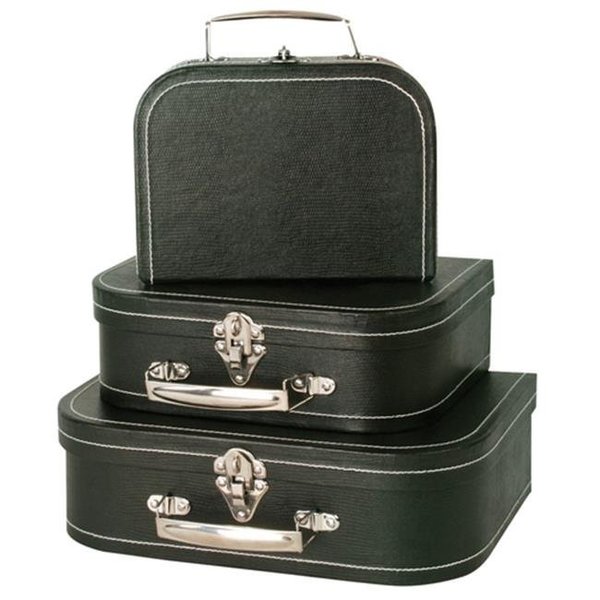 Palacedesigns Set Of 3 Black Suitcases PA123518